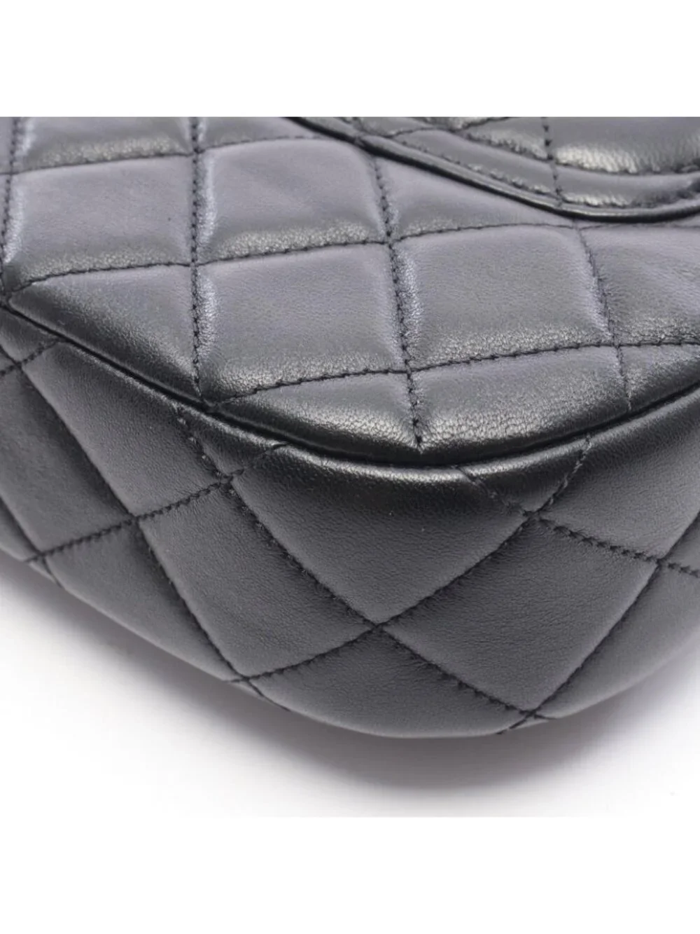 Chanel Shoulder Bag Quilted Top Handle 2-Way Black Lambskin Chain